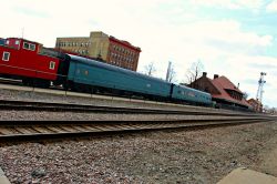 Rotaie della linea ferroviaria a Fargo, Nord Dakota, Stati Uniti.




