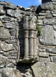 Rovine di Inch Abbey a Downpatrick, Irlanda del Nord. Particolare del sito monastico a nord ovest di questa cittadina situata nelle vicinanze di Belfast. Questa costruzione d'architettura ...