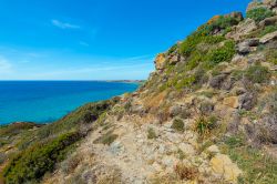 San Giovanni di Sinis, Sardegna: un tratto della costa fotografata in una bella giornata di sole.

