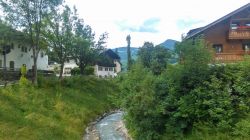 Panorama di San Vigilio di Marebbe, Trentino Alto Adige. Questa località si trova nella Val Mareo che confluisce nella Val Badia in Alto Adige.
