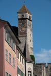 Uno scorcio dell'antico castello di Rapperswil nel Cantone di San Gallo, Svizzera, in una giornata di sole.
