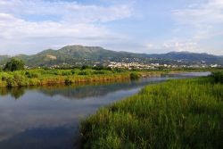 Lo stagno di Biguglia e la cittadina di Furiani, Corsica nord orientale, Francia