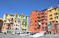 Una piazzetta di Camogli, con le sue case dai tanti colori - dal punto di vista architettonico, uno degli aspetti più interessanti di Camogli riguarda il colore degli edifici. Le case ...