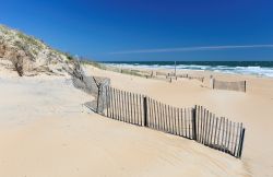 Spiaggia di sabbia di prima mattina a Virginia Beach, stato della Virginia (USA).

