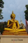 Statua del Buddha dorato al Khao Takiab Temple sulle montagne di Khao Takiab, distretto di Hua Hin, Prachuap Khiri Khan (Thailandia).



