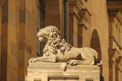 Statua di leone nel centro di Bamberga, Baviera, Germania.

