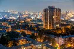 I tetti di Kiev fotografati al tramonto, Ucraina.





