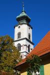 Torre campanaria della chiesa di Santo Stefano a Lindau, Germania. Eretta attorno al 1180, è stata più volte rimaneggiata sino all'attuale stile Rococò.
