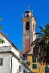 Torre campanaria nel centro storico di Pieve Ligure, Genova.
