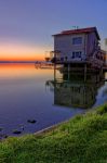 Tramonto sul Lago Trasimeno nei pressi di San Feliciano in Umbria