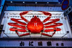 Un grande granchio rosso sull'insegna di un ristorante di Dotonbori, Osaka, Giappone - © MR. AEKALAK CHIAMCHAROEN / Shutterstock.com