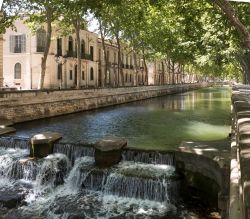 Un grazioso scorcio dei Giardini della Fontana di Nimes in estate (Francia).

