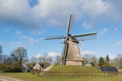 Un mulino a vento nel villaggio di Aalden, Drenthe, Olanda.