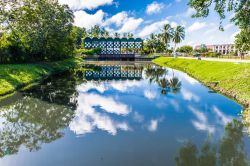 Un pittoresco scorcio paesaggistico di Paramaribo, Suriname. Qui il clima è tipicamente tropicale con temperature che difficilmente scendono sotto i 25 gradi.
