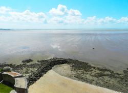 Un tratto della costa atlantica vista da Fouras, Francia. Questa località ospita circa 4 chilometri di spiaggia con sabbia fine.
