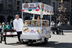 Un uomo con il carretto dei gelati nel quartiere di Binnenhof a L'Aia, Olanda - © Jorge Rodriguez Veiga / Shutterstock.com