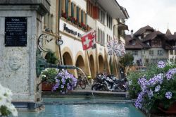 Una bella fontana con acqua potabile nella strada principale di Murten, Svizzera - © Valery Shanin / Shutterstock.com