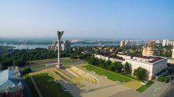 Una bella veduta dall'alto di Piazza del Teatro a Rostov-on-Don, Russia.
