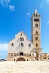 Una bella veduta panoramica della cattedrale di San Nicola Pellegrino, Trani, Puglia.
