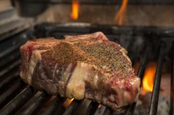 Una bistecca di chianina alla Sagra della Valdarbia in Toscana.