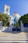 Una chiesa sull'isola di Inousses (Oinousses) in Grecia