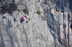 Una delle rinomate pareti di roccia a Lumignano di Longare, nel Veneto