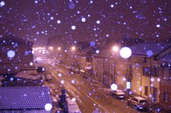 Una nevicata invernale su Chivasso in Piemonte, siamo a 20 km da Torino