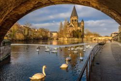 Una splendida veduta del Temple Neuf a Metz, capitale della Lorena (Francia). Questa chiesa protestante si trova in Place de la Comédie, al centro del Jardin d'Amour, sul bordo sud-occidentale ...
