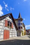 Una strada medievale a Stein Am Rhein in Svizzera