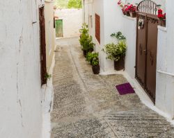 Una tipica stradina del centro di Omodos, Cipro: passeggiando fra i vicoli di questo delizioso borgo se ne scoprono gli angoli più caratteristici. 

