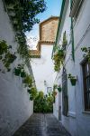 Una tipica viuzza nel centro cittadino di Priego de Cordoba, Andalusia, Spagna.

