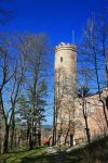 Una torre antica nel centro di Landsberg am Lech, Baviera, Germania.
