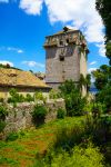 Una torre del 16° secolo nella cittadina di Sudurad a Sipan, isole Elafiti, Croazia