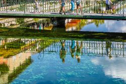 Il riflesso dei passanti sulle acque di un canale di L'Isle-sur-la-Sorgue. La città è attraversata da una miriade di canali e ponticelli - © Emanuele Mazzoni Photo / Shutterstock.com ...