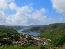 Uno scorcio dall'alto di Piranhas City nello stato di Alagoas, Brasile.
