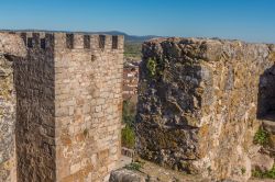 Uno scorcio della mura del castello di Trujillo, Spagna. Fu eretto nel corso del XIII° secolo sulle rovine di un'antica fortezza araba risalente al IX° o X° secolo. Le torri ...