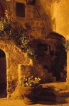 Uno scorcio suggestivo del centro storico di Bomarzo (Lazio), fotografato di notte