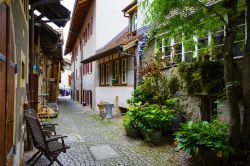 Uno stretto vicolo nella città di Murten, Svizzera. La popolazione di questo territorio di lingua tedesca e francese si aggira sui 6500 abitanti - © marekusz / Shutterstock.com