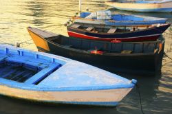 Vecchie barche da pesca nella baia di Boca Chica, Repubblica Dominicana.



