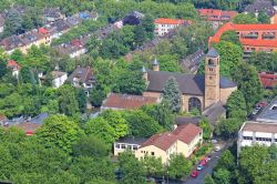 Veduta aerea della città di Dortmund, Renania Settentrionale-Vestfalia (Germania). Si tratta del centro maggiore della regione della Ruhr.
