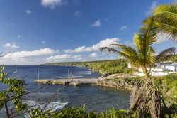 Veduta del molo di Sir Robert a Alofi, Niue, Pacifico del Sud. Quest'isola è un minuscolo frammento calcareo sperduto nelle acque del Pacifico a 600 km dall'isola di Tonga.
