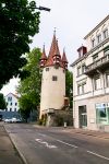 Veduta della Diebsturm di Lindau, Germania: costruita nel 1380, venne utilizzata come prigione. 
