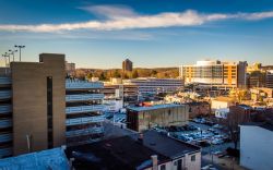 Veduta di Wilmington dal City Center Parking Garage, Delaware, Stati Uniti.
