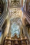 Veduta interna delle volte della cattedrale di Astorga, Spagna. Dedicato a Santa Maria, l'edificio si presenta con tre navate ed è ricoperto da volte a crociera sostenute da colonne ...