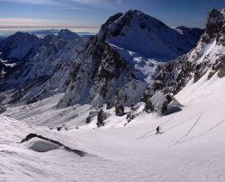 Veduta panoramica delle piste da sci dal monte Carega, Recoaro Terme (Veneto).



