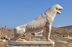 Via dei Leoni a Delos, Grecia. E' uno dei luoghi più caratteristici dell'isola di Delos: la famosa "terrazza dei leoni" ospita 5 delle sedici statue originarie in marmo ...