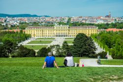 Vienna per famiglie con bambini: il panorama del Palazzo Schonbrunn (Austria). In una dozzina di sale del palazzo si possono ammirare pareti dipinte con panorami a fantasia, imparare a "civettare" ...