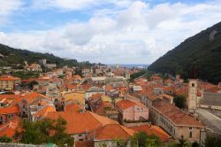 Vista aerea del centro di Finalboergo, Liguria