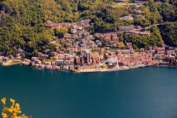 Vista aerea di Campione d'Italia sul lago di Lugano exclave italiana in Svizzera