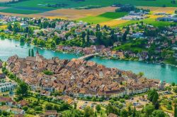 Vista aerea di Stein am Rhein sul fiume Reno in Svizzera